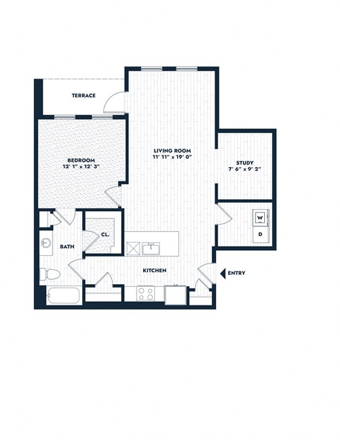 the first floor floor plan for an open floor plan with a bedroom and a staircase